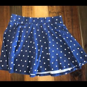Blue and white polka dotted skirt